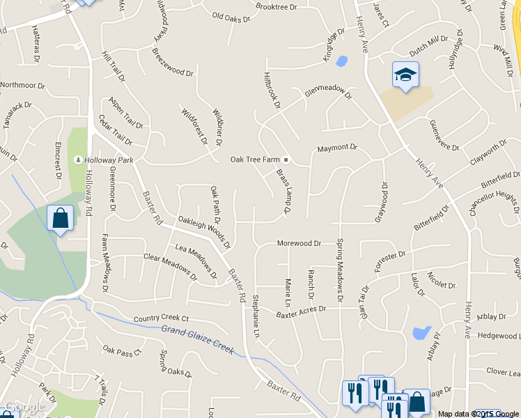 map of restaurants, bars, coffee shops, grocery stores, and more near 608 Morewood Court in Ballwin