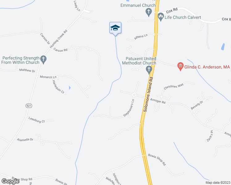 map of restaurants, bars, coffee shops, grocery stores, and more near 150 Lorin's Drive in Huntingtown