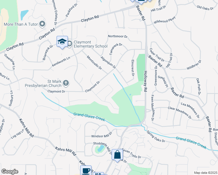 map of restaurants, bars, coffee shops, grocery stores, and more near 320 Willowick Drive in Ballwin