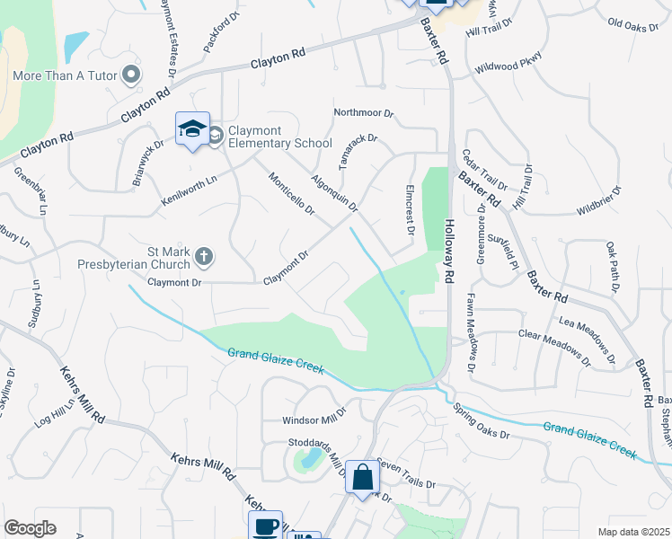 map of restaurants, bars, coffee shops, grocery stores, and more near 320 Willowick Drive in Ballwin