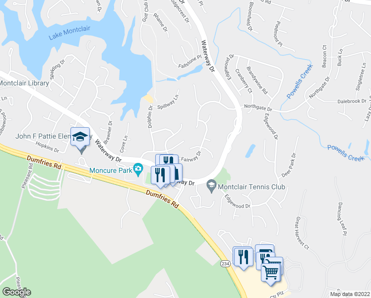 map of restaurants, bars, coffee shops, grocery stores, and more near 4306 Candlestick Court in Montclair