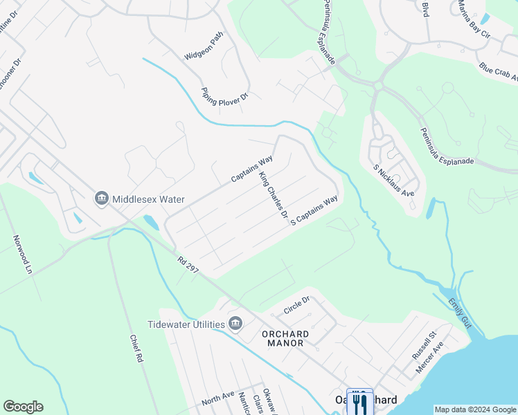 map of restaurants, bars, coffee shops, grocery stores, and more near 32667 East Carteret Court in Millsboro