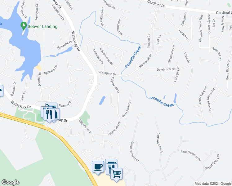 map of restaurants, bars, coffee shops, grocery stores, and more near 15920 Edgewood Drive in Montclair