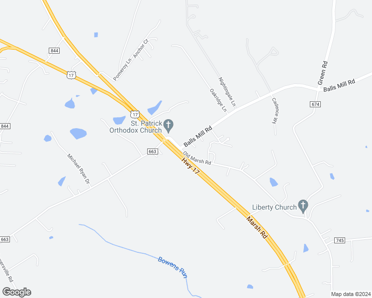 map of restaurants, bars, coffee shops, grocery stores, and more near 6563 Balls Mill Road in Bealeton