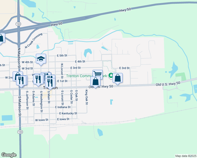 map of restaurants, bars, coffee shops, grocery stores, and more near 158 Parkview Drive in Trenton