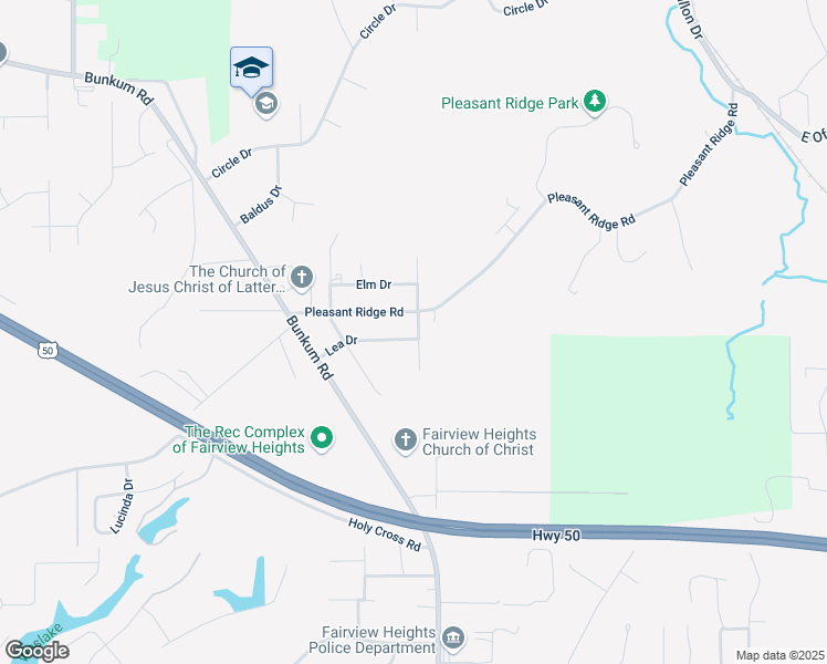 map of restaurants, bars, coffee shops, grocery stores, and more near 228 Pleasant Ridge Road in Fairview Heights
