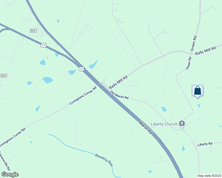 map of restaurants, bars, coffee shops, grocery stores, and more near 6563 Balls Mill Road in Bealeton