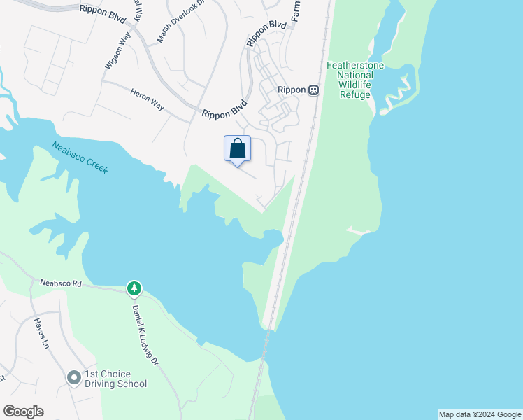 map of restaurants, bars, coffee shops, grocery stores, and more near 1309 Refuge Court in Woodbridge