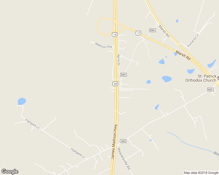 map of restaurants, bars, coffee shops, grocery stores, and more near 10342 James Madison Highway in Bealeton