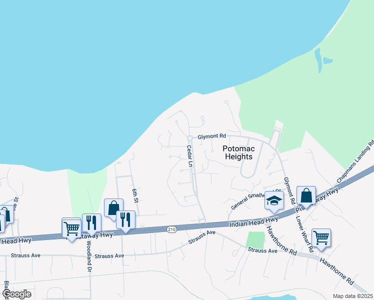 map of restaurants, bars, coffee shops, grocery stores, and more near 4 Highland Place in Indian Head