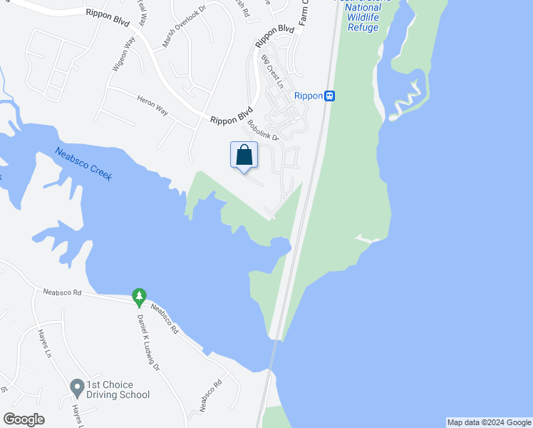map of restaurants, bars, coffee shops, grocery stores, and more near 1313 Refuge Court in Woodbridge
