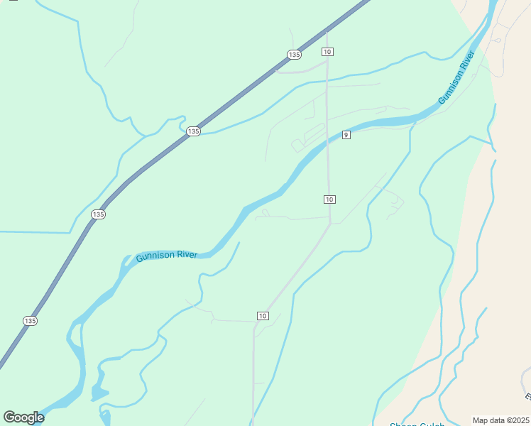 map of restaurants, bars, coffee shops, grocery stores, and more near 4089 County Road 10 in Gunnison