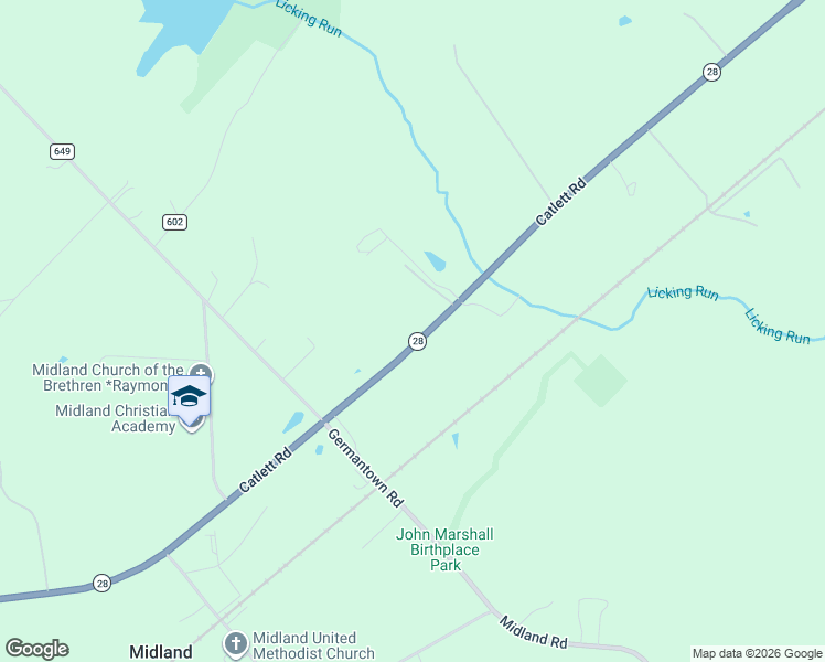 map of restaurants, bars, coffee shops, grocery stores, and more near 5160 Virginia 28 in Midland
