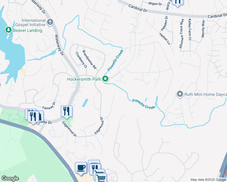 map of restaurants, bars, coffee shops, grocery stores, and more near 16070 Deer Park Drive in Dumfries