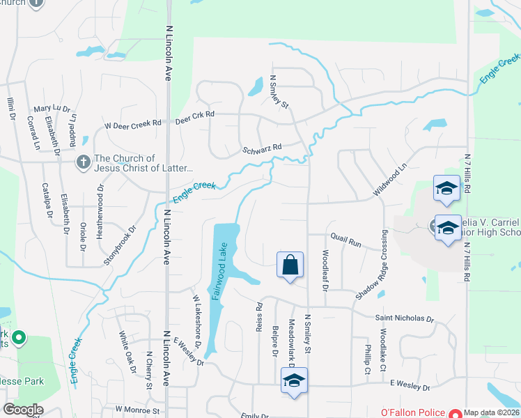 map of restaurants, bars, coffee shops, grocery stores, and more near 22 Brandonwood Drive in O'Fallon