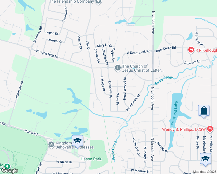 map of restaurants, bars, coffee shops, grocery stores, and more near 1033 Elisabeth Drive in O'Fallon