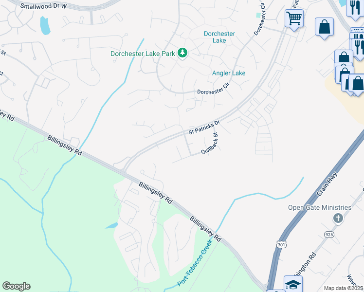 map of restaurants, bars, coffee shops, grocery stores, and more near 3869 Shiner Ct in Waldorf