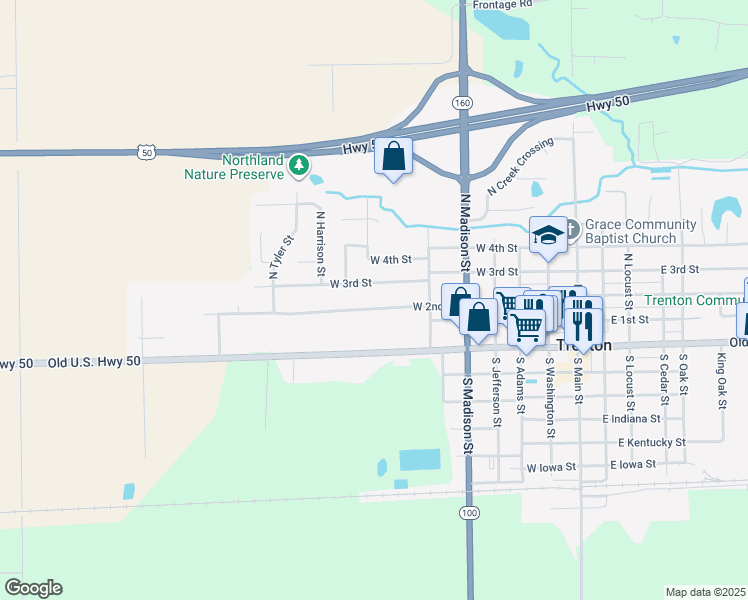 map of restaurants, bars, coffee shops, grocery stores, and more near 533 West 2nd Street in Trenton
