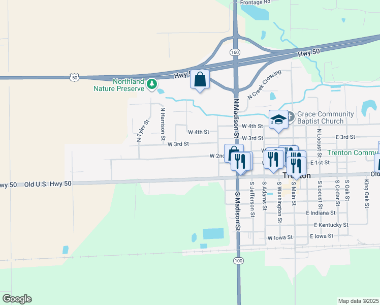 map of restaurants, bars, coffee shops, grocery stores, and more near 533 W 2nd St in Trenton