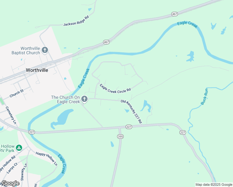 map of restaurants, bars, coffee shops, grocery stores, and more near 36 Eagle Creek Circle Road in Worthville