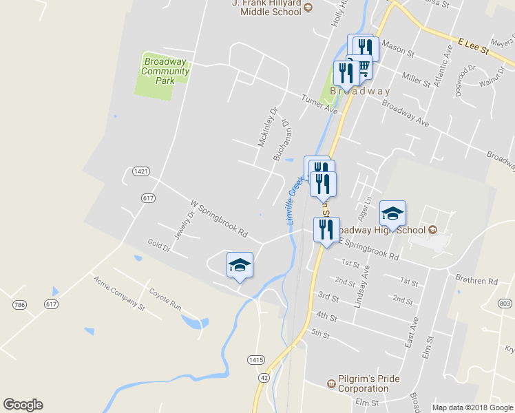 map of restaurants, bars, coffee shops, grocery stores, and more near 273 Truman Drive in Broadway
