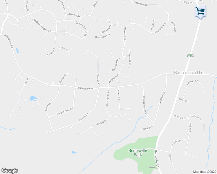 map of restaurants, bars, coffee shops, grocery stores, and more near Billingsley Rd & Highgrove Dr in Bennsville