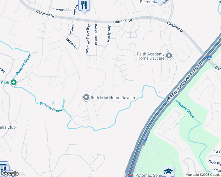 map of restaurants, bars, coffee shops, grocery stores, and more near 15832 Beau Ridge Drive in Woodbridge