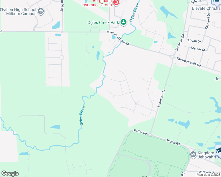 map of restaurants, bars, coffee shops, grocery stores, and more near 1445 Ashfield Glen in O'Fallon