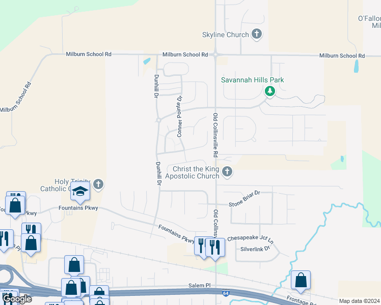 map of restaurants, bars, coffee shops, grocery stores, and more near 806 Saybrook Falls Drive in Fairview Heights