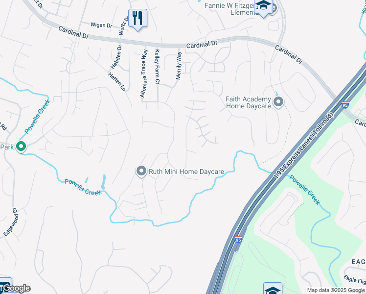 map of restaurants, bars, coffee shops, grocery stores, and more near 15804 Beau Ridge Drive in Woodbridge