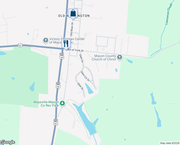 map of restaurants, bars, coffee shops, grocery stores, and more near 495 Glenbrook Drive in Maysville