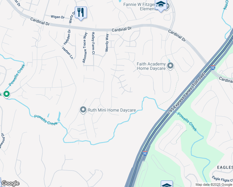 map of restaurants, bars, coffee shops, grocery stores, and more near 15815 Beau Ridge Drive in Woodbridge