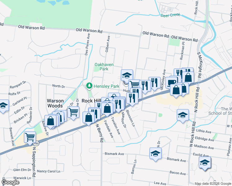 map of restaurants, bars, coffee shops, grocery stores, and more near 1051 Oday Avenue in St. Louis