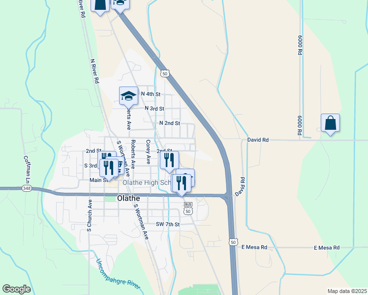 map of restaurants, bars, coffee shops, grocery stores, and more near 709 2nd Street in Montrose