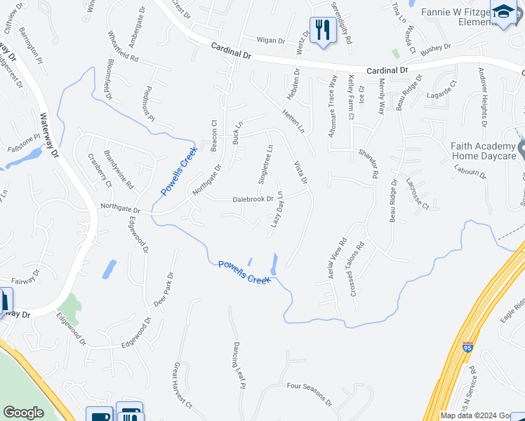 map of restaurants, bars, coffee shops, grocery stores, and more near 3717 Dalebrook Drive in Montclair