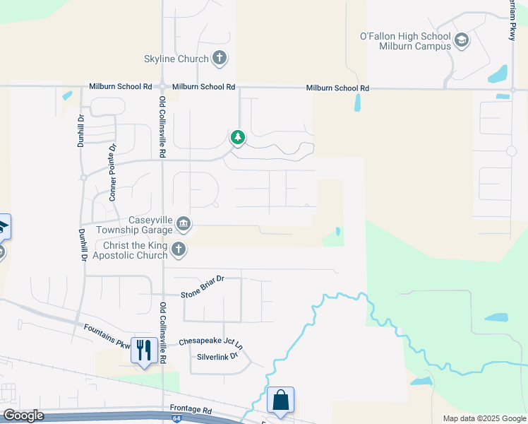 map of restaurants, bars, coffee shops, grocery stores, and more near 740 Seagate Drive in O'Fallon