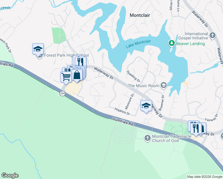 map of restaurants, bars, coffee shops, grocery stores, and more near 15860 Montview Drive in Montclair