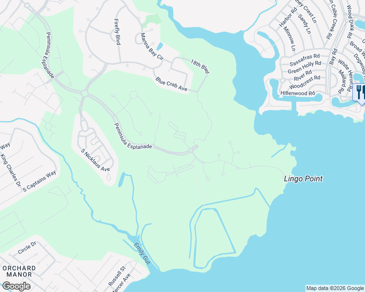 map of restaurants, bars, coffee shops, grocery stores, and more near 32813 Peninsula Esplanade in Millsboro