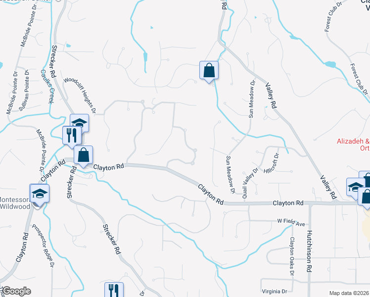 map of restaurants, bars, coffee shops, grocery stores, and more near 2731 Wynncrest Manor Drive in Wildwood
