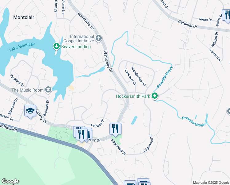 map of restaurants, bars, coffee shops, grocery stores, and more near 4211 Avon Drive in Dumfries