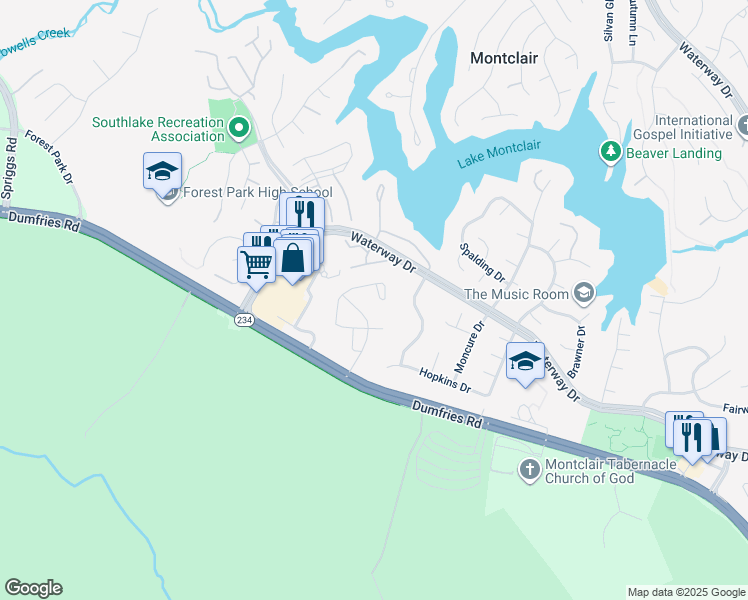 map of restaurants, bars, coffee shops, grocery stores, and more near 4939 Benecia Lane in Montclair