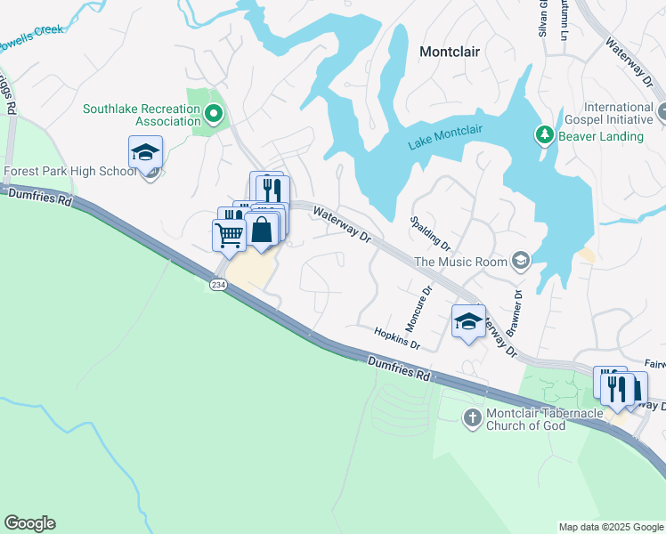 map of restaurants, bars, coffee shops, grocery stores, and more near 4939 Benecia Lane in Montclair