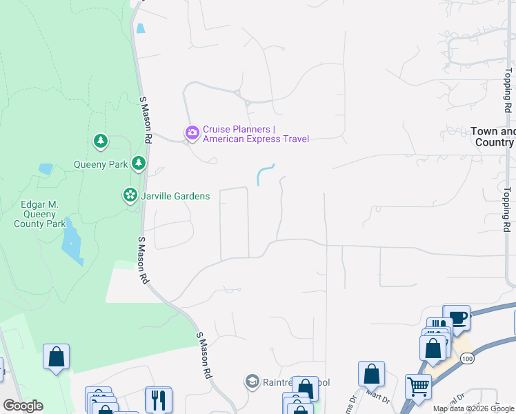 map of restaurants, bars, coffee shops, grocery stores, and more near 1826 Manor Hill Road in St. Louis