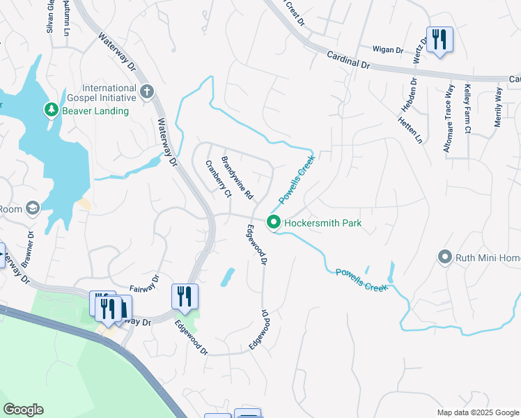 map of restaurants, bars, coffee shops, grocery stores, and more near 15813 Edgewood Drive in Dumfries