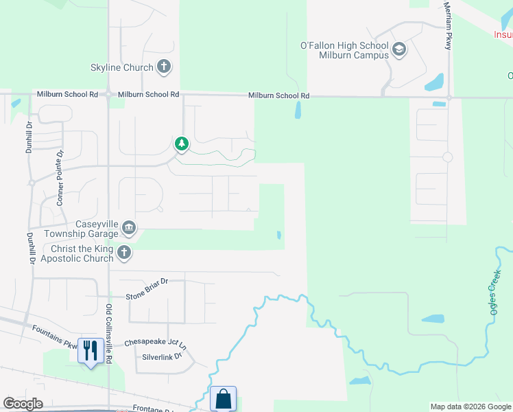 map of restaurants, bars, coffee shops, grocery stores, and more near 700 Merrifields Drive in O'Fallon