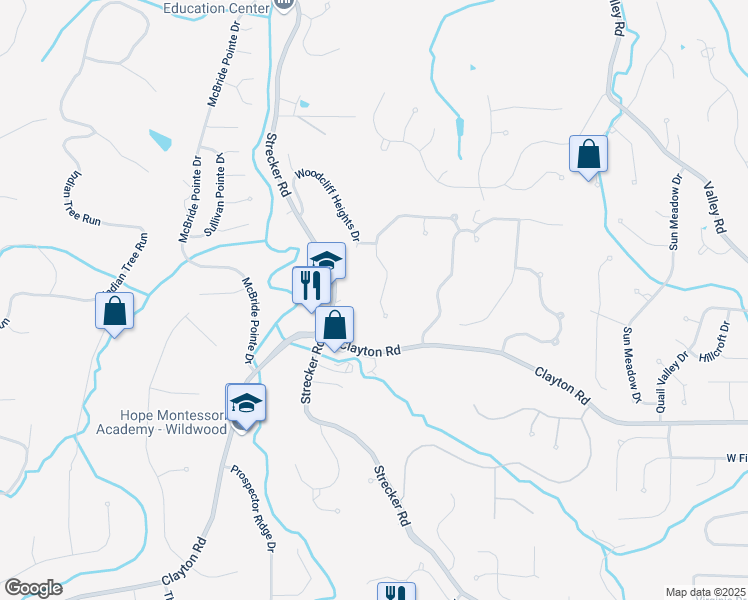 map of restaurants, bars, coffee shops, grocery stores, and more near 16387 Wynncrest Falls Way in Wildwood