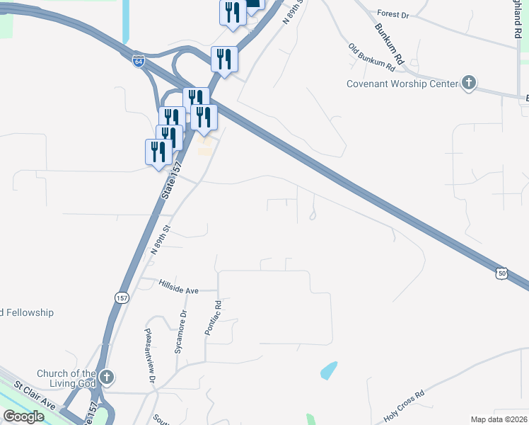 map of restaurants, bars, coffee shops, grocery stores, and more near 2005 Minter Lane in Fairview Heights
