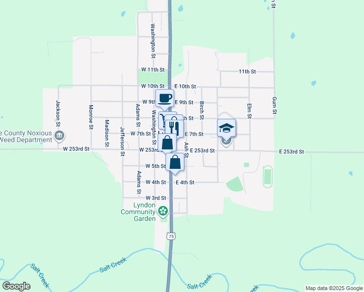 map of restaurants, bars, coffee shops, grocery stores, and more near 127 East 6th Street in Lyndon