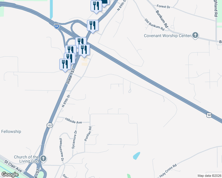 map of restaurants, bars, coffee shops, grocery stores, and more near 2005 Minter Lane in Fairview Heights