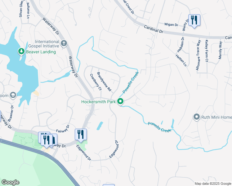 map of restaurants, bars, coffee shops, grocery stores, and more near 15811 Edgewood Drive in Dumfries